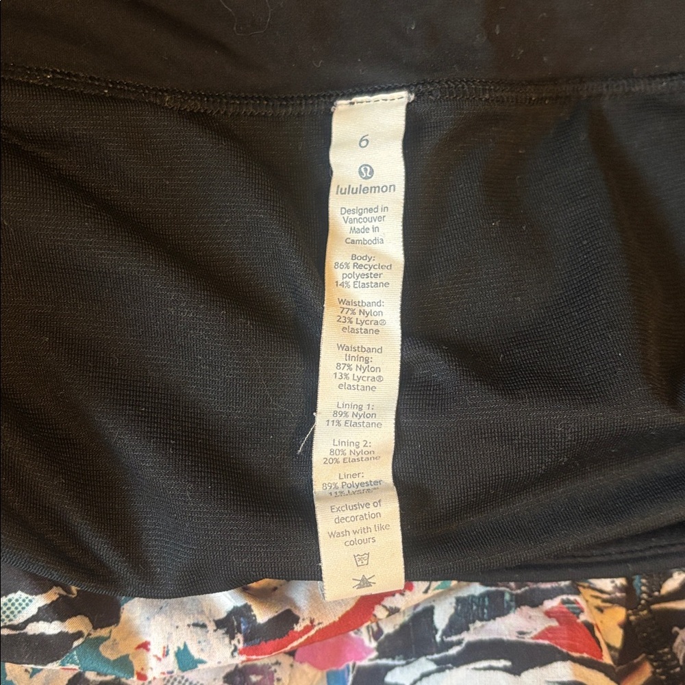 lululemon athletica Black Waist Multicolor Abstract Athletic Shorts - Picture 2 of 3